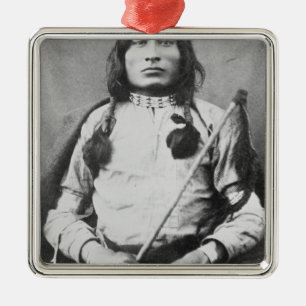 One Bull Warrior, 1882 (b/w photo) Metal Ornament