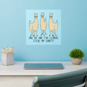 One by One the Llamas Steal my Sanity Wall Decal
