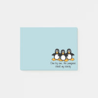 One by One The Penguins Funny Saying Design Blue