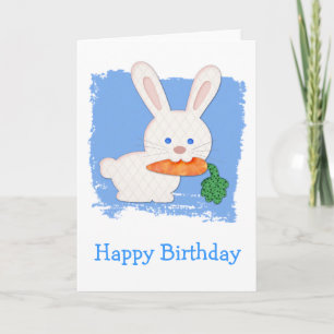 One Carrot Quilted White Rabbit Birthday Card