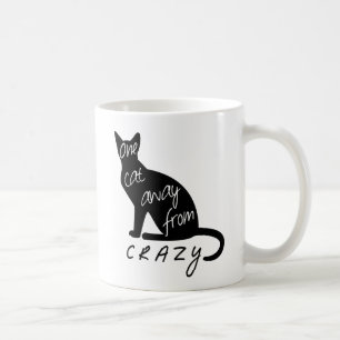 One cat away from CRAZY funny silhouette Coffee Mug