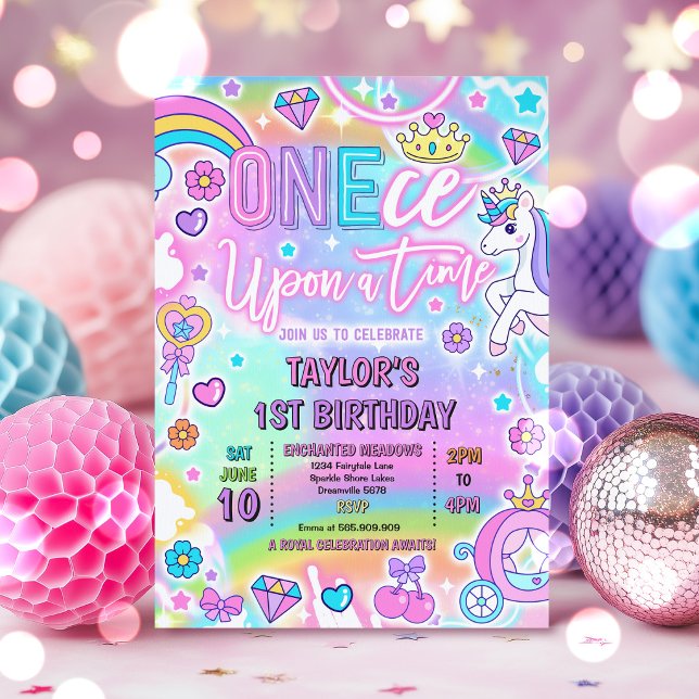 One-ce Upon A Time Fairytale Princess 1st Birthday Invitation (Creator Uploaded)