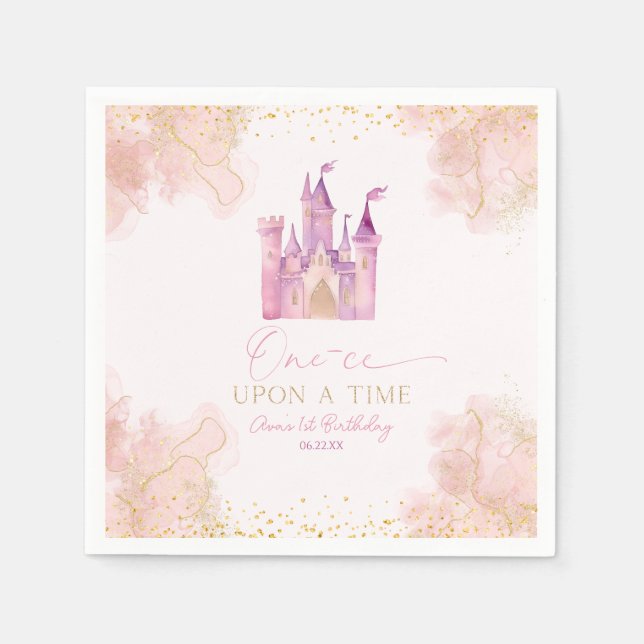 One-ce Upon A Time Princess 1st Birthday Party Napkin (Front)