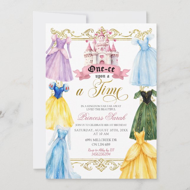 One-ce upon a time Princess Party Invitation (Front)