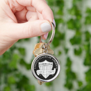 One Cent American Dollar Coin Handmade Keychain