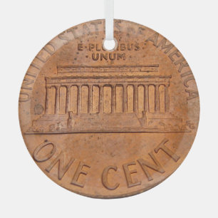 One Cent christmas Glass Ornament