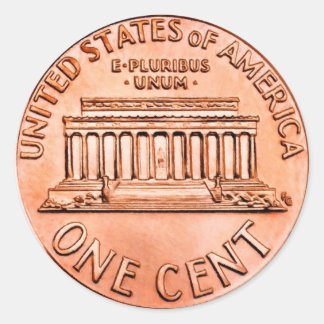 One Cent Penny Classic Round Sticker