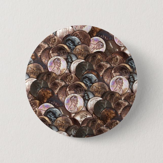 One Cent Penny Spread Background 2 Inch Round Button (Front)
