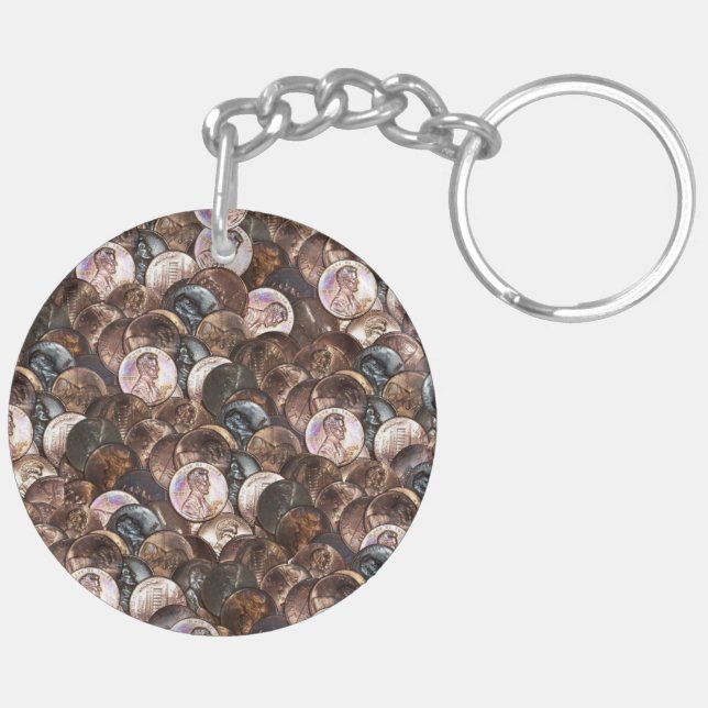 One Cent Penny Spread Background Keychain (Back Right)