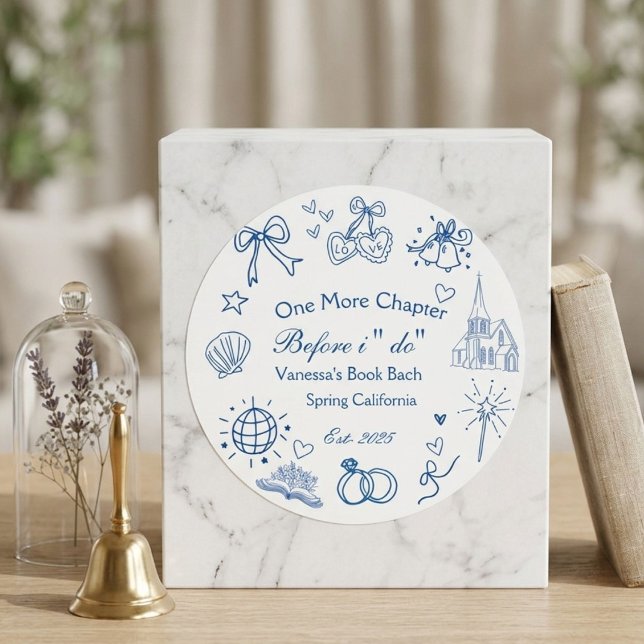 One  Chapter Before the Chapel Book Bachelorette  Classic Round Sticker (Creator Uploaded)