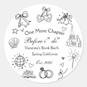 One Chapter Before the Chapel Book Bachelorette Classic Round Sticker