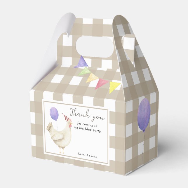 One Chick First birthday Thank you Favor Box (Front Side)