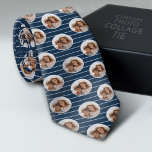 One Circle Photo with Blue Stripes Tie<br><div class="desc">Add one picture to this photo collage pattern. The background is a blue with pinstripes and the photo in a polka dot pattern. You can use this a s a Father's Day gift or a gift for grandpa with a pic of the grandkids. For best results, crop your photo into...</div>