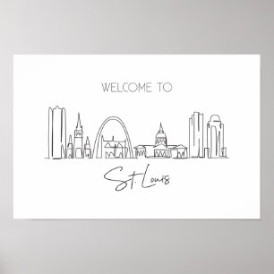 One Continuous Line Drawing of St. Louis Skyline Poster