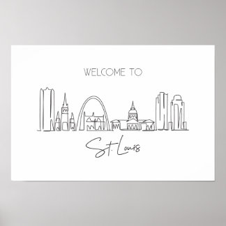 One Continuous Line Drawing of St. Louis Skyline Poster