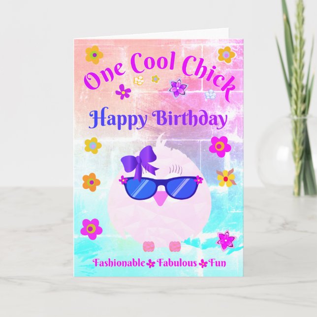 One Cool Chick Happy Birthday Card (Front)