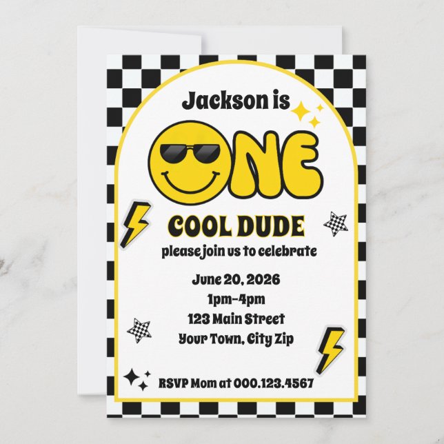 One Cool Dude 1st Birthday Invitation (Front)