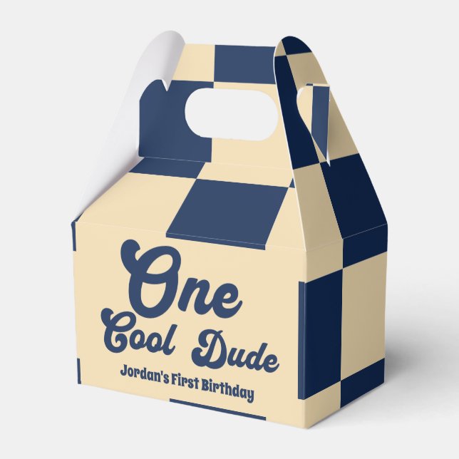 One Cool Dude Blue 1st Birthday Party Favour Box (Front Side)