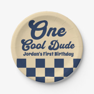 One Cool Dude Boy 1st Birthday Party Paper Plate