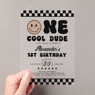 One Cool Dude First Birthday Acrylic Invitation