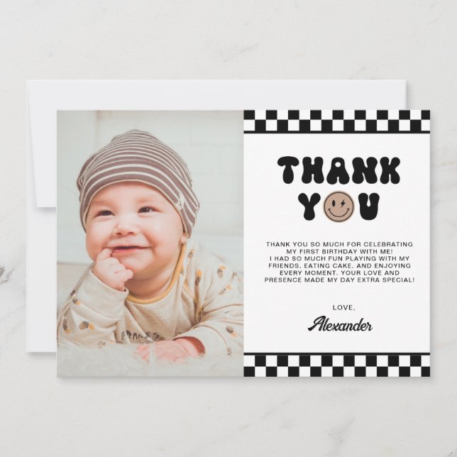 One Cool Dude First Birthday Thank You Card (Front)