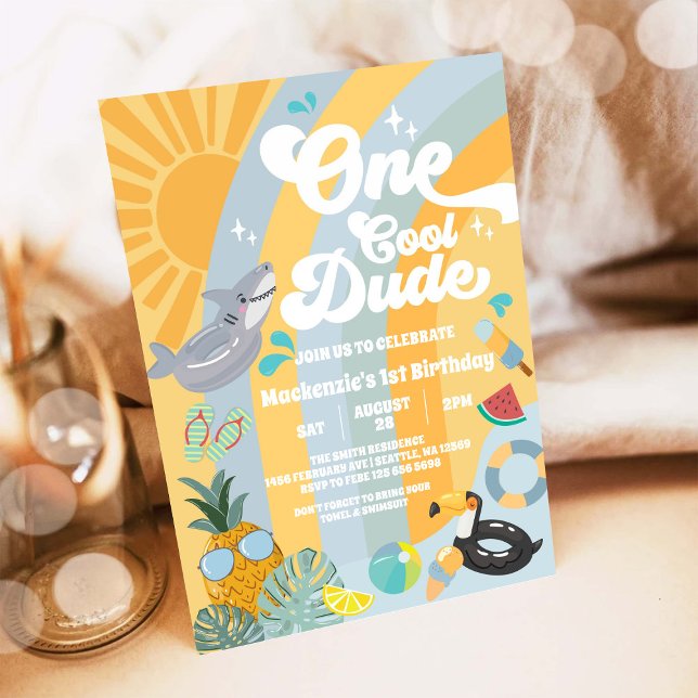 One Cool Dude Summer Party 1st Birthday Invitation (Créateur téléchargé)