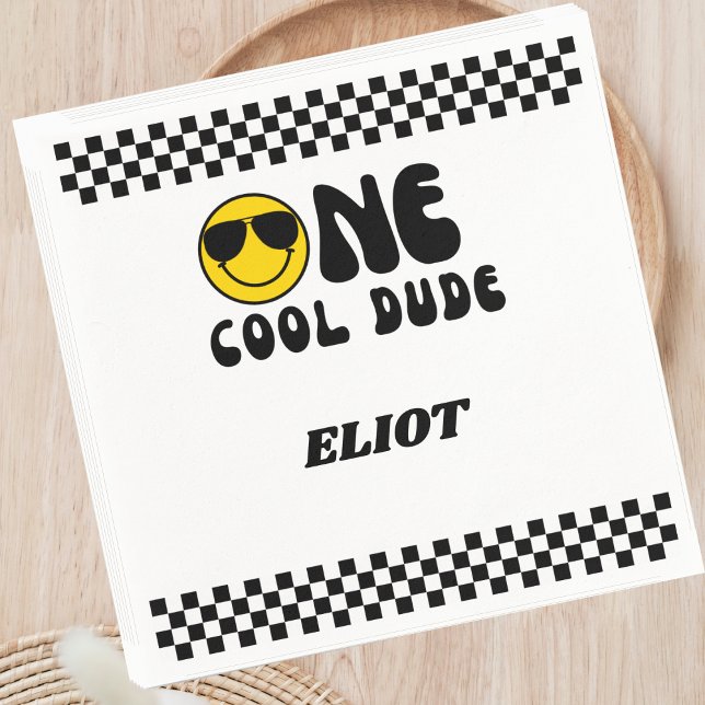 One Cool Happy Dude First 1st Birthday Napkin (Creator Uploaded)