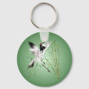 One Crane In Bamboo-Keychains Keychain