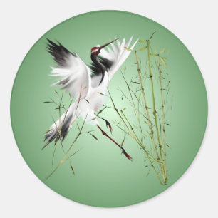 One Crane In Bamboo Stickers