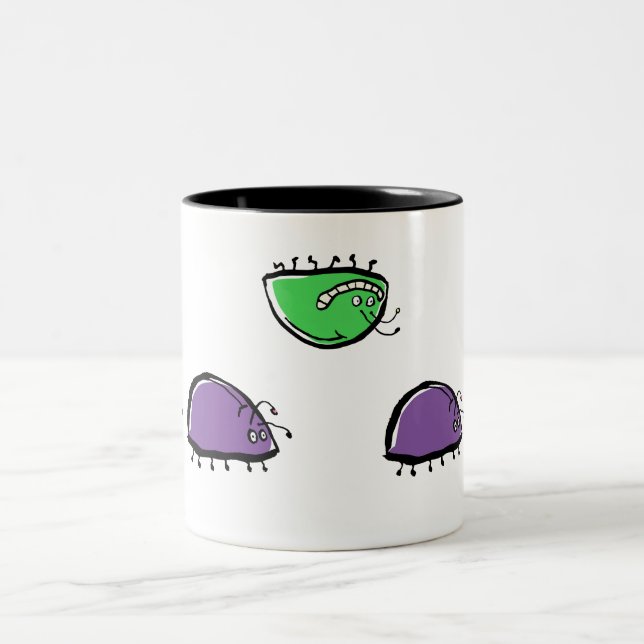 one crazy bug Two-Tone coffee mug (Center)