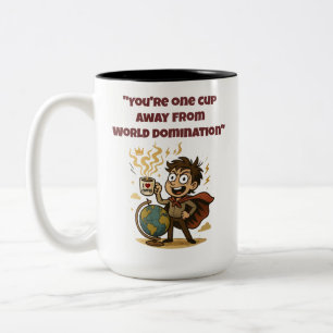 One Cup Away From World Domination Funny Mug