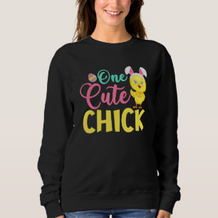 One Cut Chick Bunny Ear Easter Day Sweatshirt