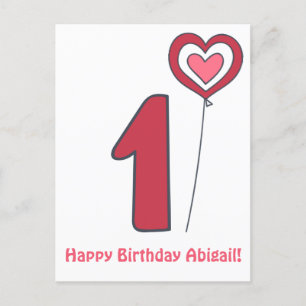 One! Cute Birthday Balloon - 1st Birthday  Postcard