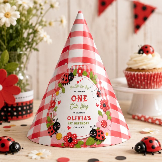 One Cute Bug Floral Ladybug 1st Birthday party Hat (One Cute Bug Floral Ladybug 1st Birthday party Hat
)