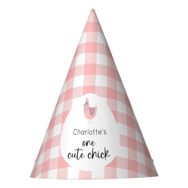 One Cute Chick 1st Birthday Party Hat (Front)