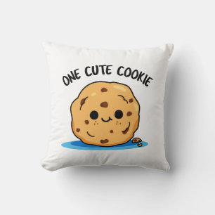 One Cute Cookie Funny Food Pun  Throw Pillow