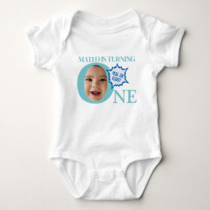 ONE! cute face baby rompers   light blue