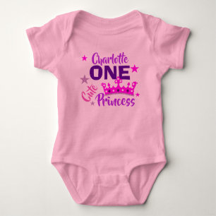 One Cute Princess 1st Birthday Personalized Baby Bodysuit