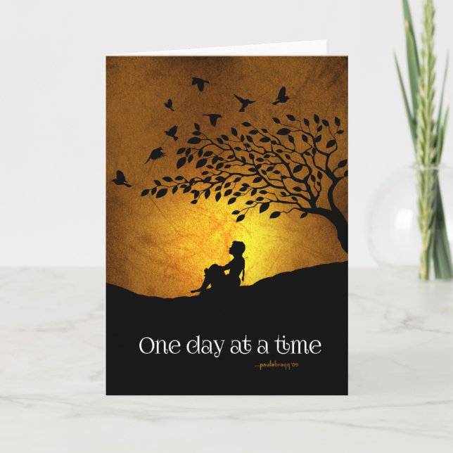 One Day at a Time (12 Step Recovery Female) Card (Front)