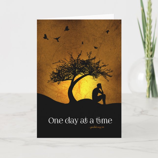 One Day at a Time (12 Step Recovery Male) Card (Front)