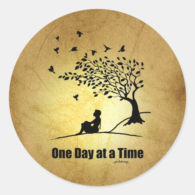 One Day at a Time – (1 Day at a Time Female) Classic Round Sticker (Front)