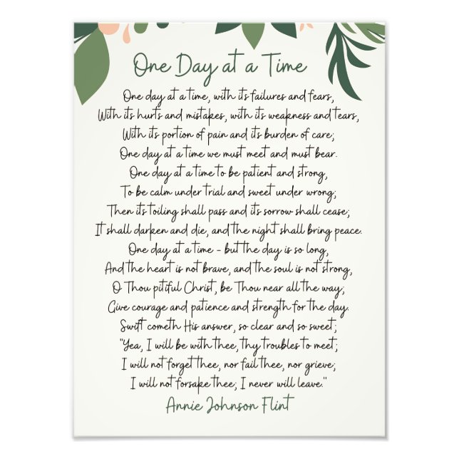 One Day At a Time Annie Johnson Flint Art Photo Print (Front)