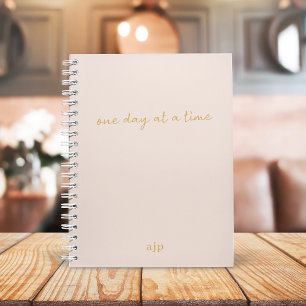 One Day at a Time   Blush Pink and Gold Script Planner