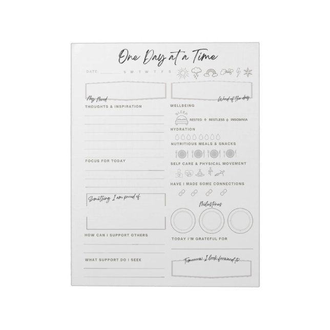 One Day at a Time Daily Mood Tracker Notepad (Rotated)