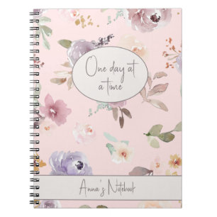 One Day At a Time Floral Notebook, AA Journal