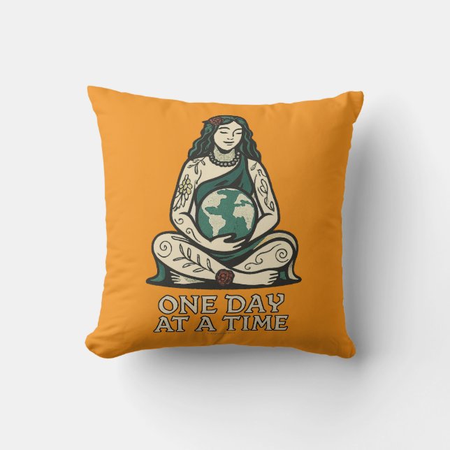 One Day At A Time (Gaia) -  Throw Pillow (Front)