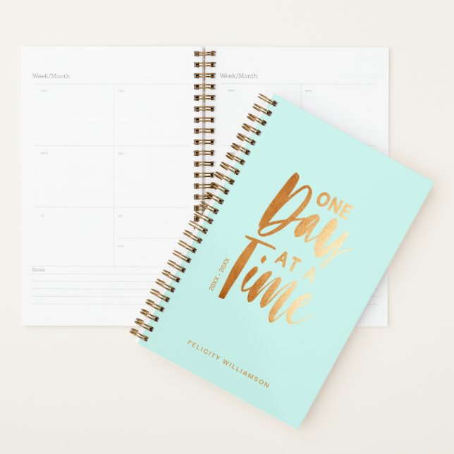 One Day at a Time | Gold & Aqua Inspirational Planner (Display)