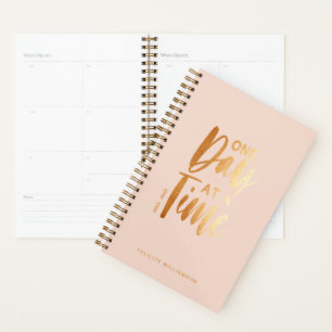 One Day at a Time Gold Blush Pink Inspirational Planner