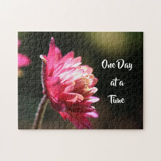 One Day At A Time Quote Flower In Sunlight      Jigsaw Puzzle (Horizontal)