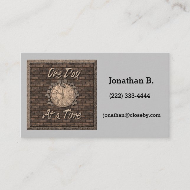 One Day at a Time Slogan Spiritual Quote Business Card (Front)